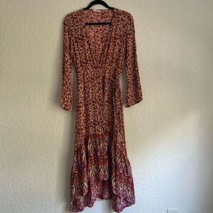 Long sleeves maxi wrap dress